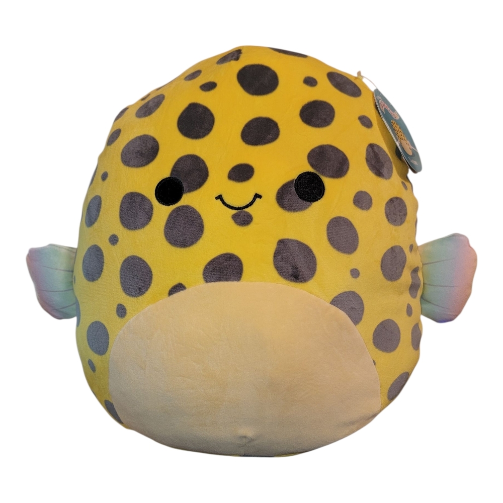 Squishmallows Dayton Pufferfish Kids 14" Yellow New S14 #2350 Rainbow Fins Plush